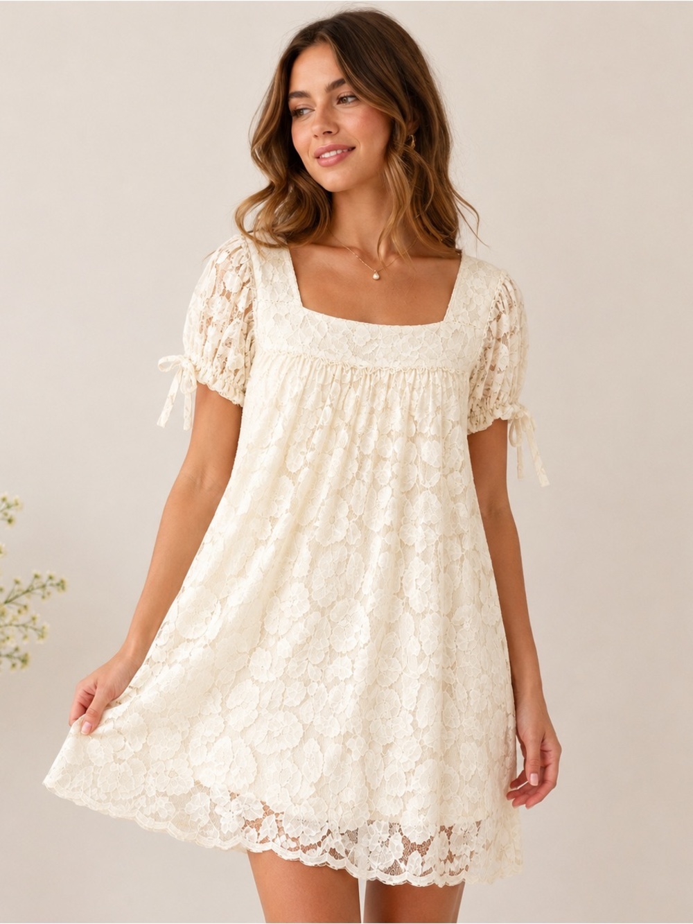 Trulli for Ann Taylor LOFT Ivory Floral Lace Mini Dress NWT Small